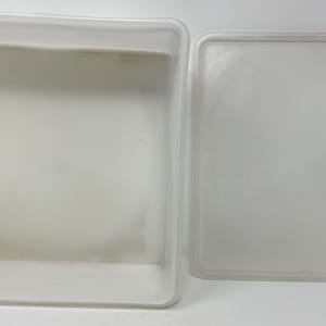 Vintage Large Tupperware Square Keeper Seal Container 166-7; 12x12x5 Sheer Clear W/Lid 223-3