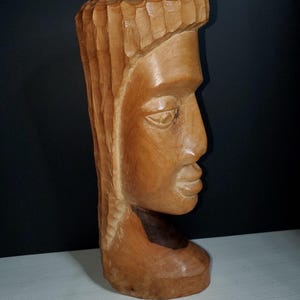 Vintage hand carved wooden bust