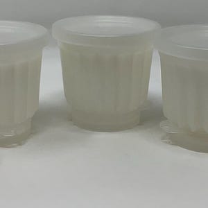Vintage Tupperware Jel-Ette Jello Molds Set of 5, Sheer White Fluted Individual Dessert Cups Model with Lids and Caps, 1970s Retro Kitchen