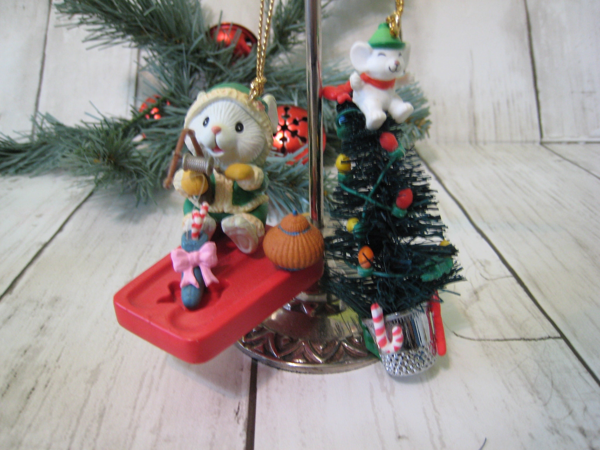 Vintage Mice Ornaments Hallmark Enesco Lustre Flame Gilmore Collection ...