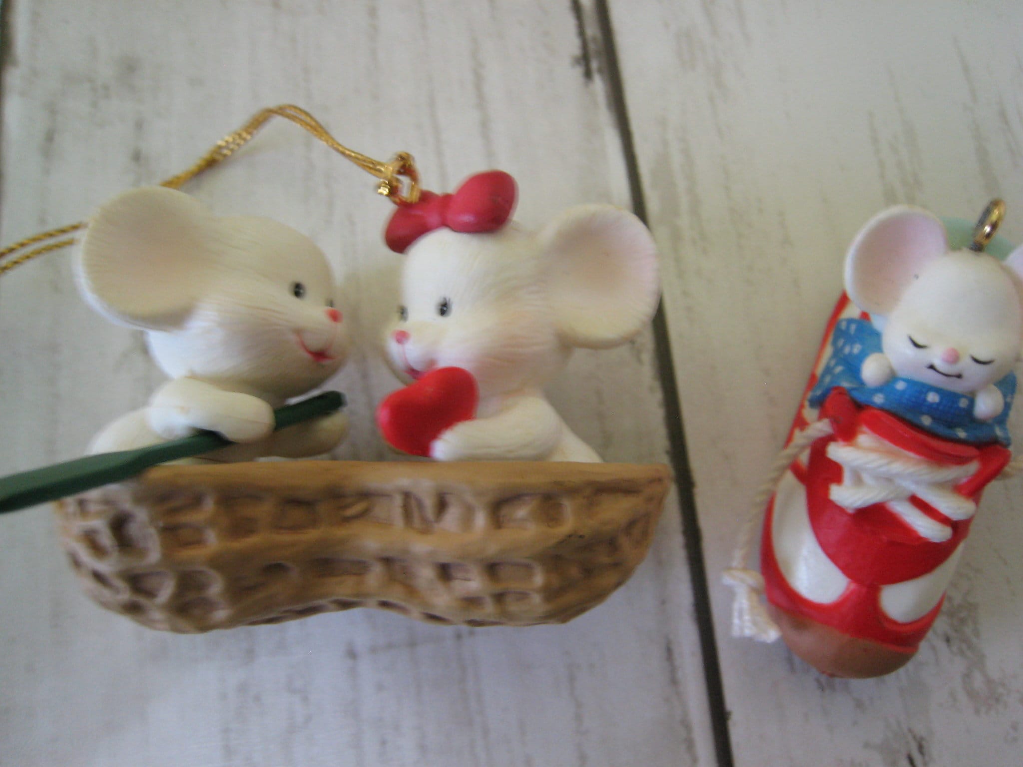 Vintage Mice Ornaments Hallmark Enesco Lustre Flame Gilmore Collection
