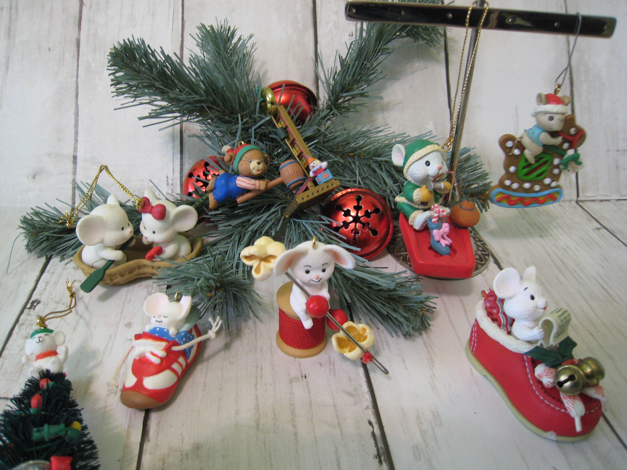 Vintage Mice Ornaments Hallmark Enesco Lustre Flame Gilmore Collection
