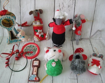 Vintage Mouse ornament collection 10 piece Russ  Mr christmas excellent condition