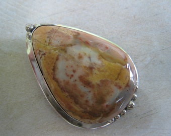 Large Jasper Sterling Stone pendant brooch Southwestern jewelry