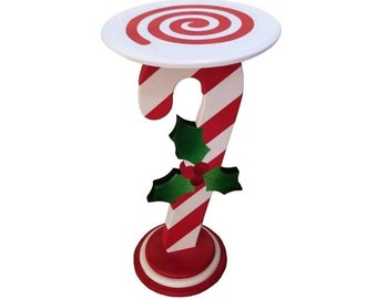 Christmas Candy Cane Table, Candy Cane end table, Christmas Novelty Holiday Table, Swirl table, 25" h, Unique holiday gift by Art69