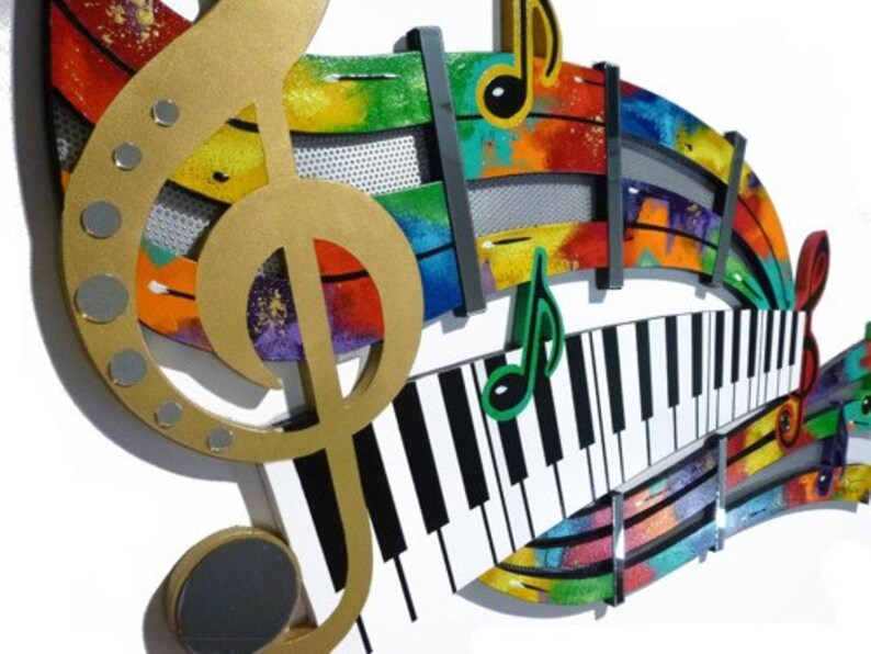 Music Wall Art Unique Colorful Abstract Music Notes & Piano Etsy
