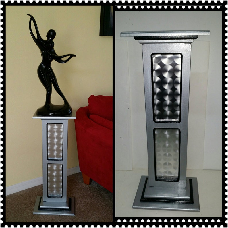 Silver and Black Modern Pedestal Stand Art Display Sculpture Etsy