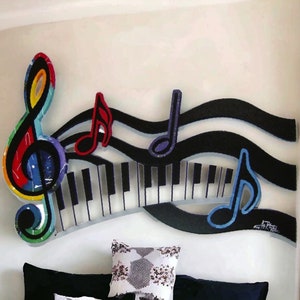 Colorful G Clef Music keys & notes Abstract wall sculpture, Music Sculpture, Contemporary Music Wall Art, by DAS image 1