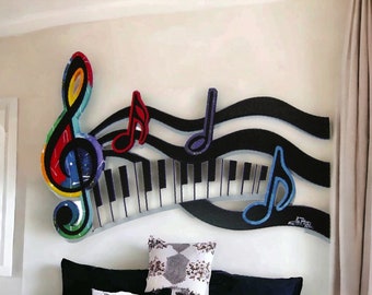 Colorful G Clef Music keys & notes Abstract wall sculpture, Music Sculpture, Contemporary Music Wall Art, by DAS