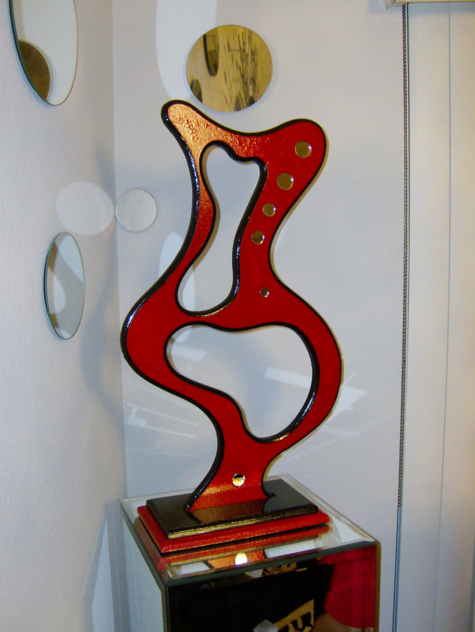 Modern Red & Black Table Top Sculpture Contemporary Abstract Etsy