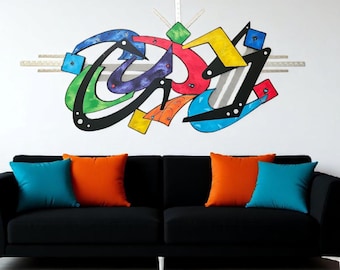 Funky Abstract Wall Art, Wood & Metal Wall Sculpture, Living room Wall Art - Crazy Cool #3,  56x31 to 90x48 by Art69