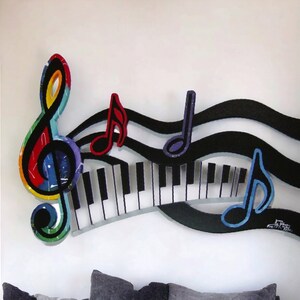 Colorful G Clef Music keys & notes Abstract wall sculpture, Music Sculpture, Contemporary Music Wall Art, by DAS image 6