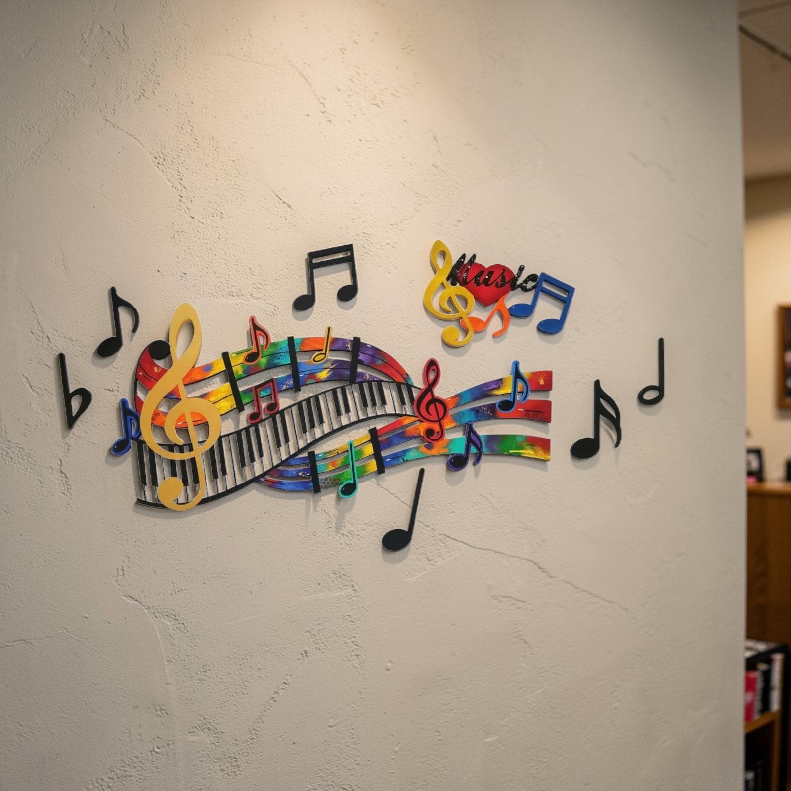 Music Wall Art, 8pc Abstract Music Notes & Piano Wall Sculpture
