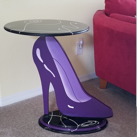 Unique PURPLE Shoe Table Purple Table Sculpture Purple Shoe