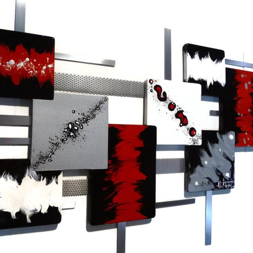 Blue Casa Abstract Wood and Metal Wall Sculpture Modern Etsy