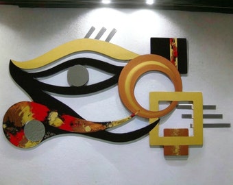 Unique Eye wall Sculpture,  Abstract wall decor, Eye Wall art, Wood Metal Wall art, All Seeing Eye sculpture by Alisa