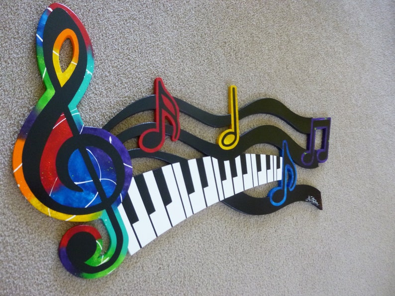 Colorful G Clef Music keys & notes Abstract wall sculpture, Music Sculpture, Contemporary Music Wall Art, by DAS image 10