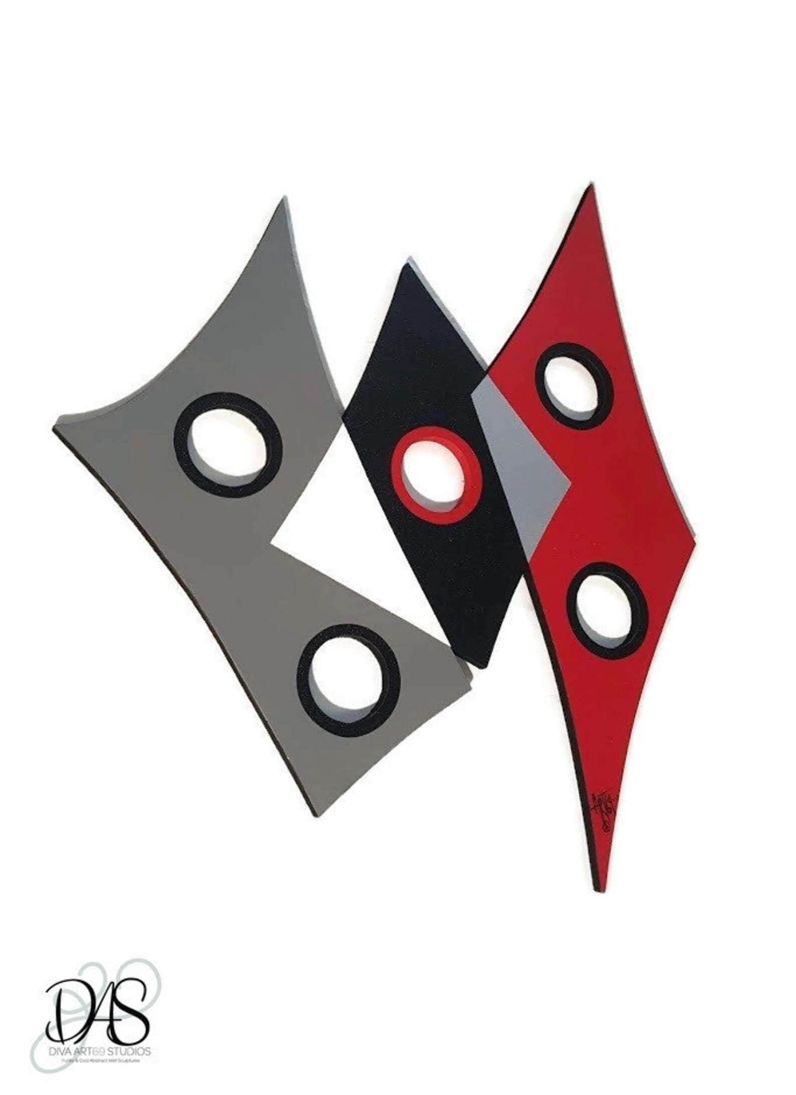 Abstract Wall Sculpture, Red Black Gray Wall Art, Modern Contemporary