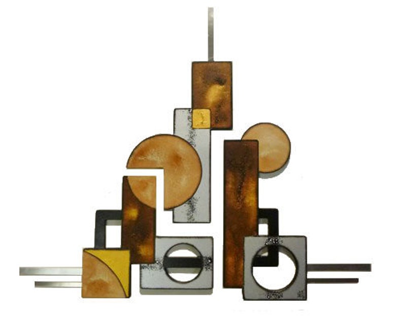 Geometric Square Wall Sculpture Art69 Metal Wall decor 38x37 Wood sculpture