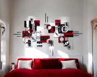 Modern Abstract Wall Sculpture, Contemporary geometric Wall decor, Wood & Metal wall art 68x40 by Art69