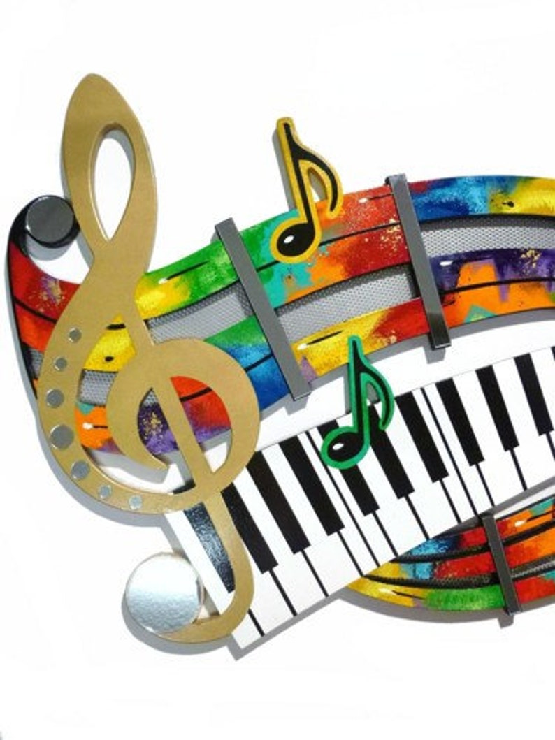 Music Wall Art Unique Colorful Abstract Music Notes & Piano Etsy