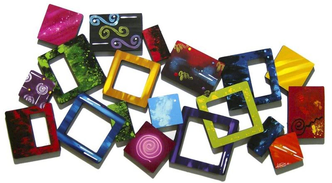 Contemporary Abstract Geometric Wall Sculpture Funky Colorful Etsy