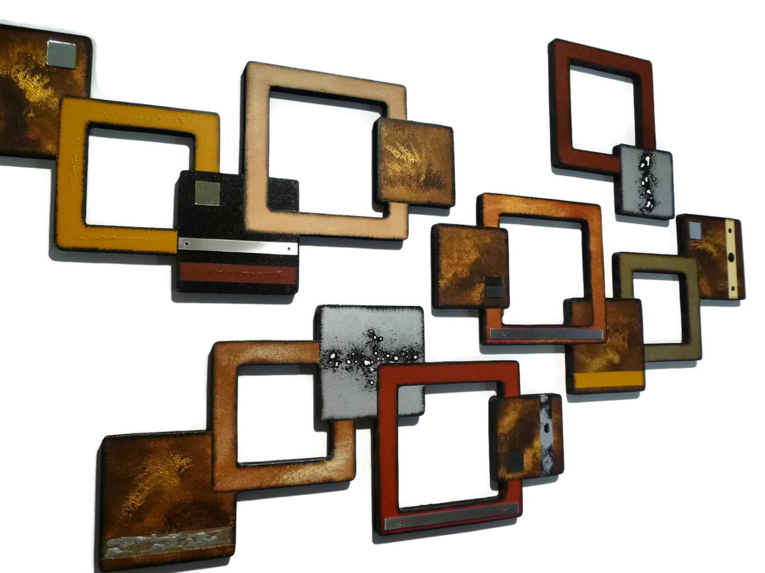 Contemporary Mid Century Wall Sculpture Geometric Wood Metal Etsy