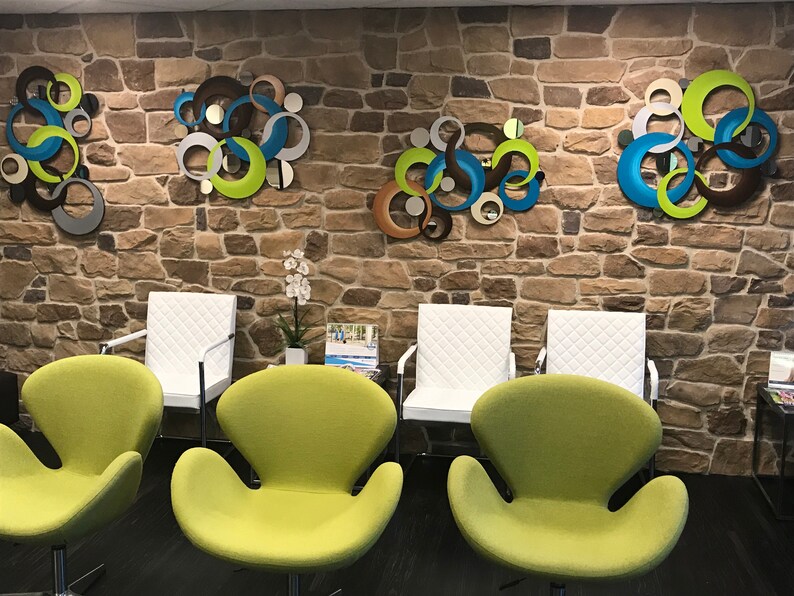 Contemporary Modern Abstract CIRCLE Wall Art Turquoise and Etsy