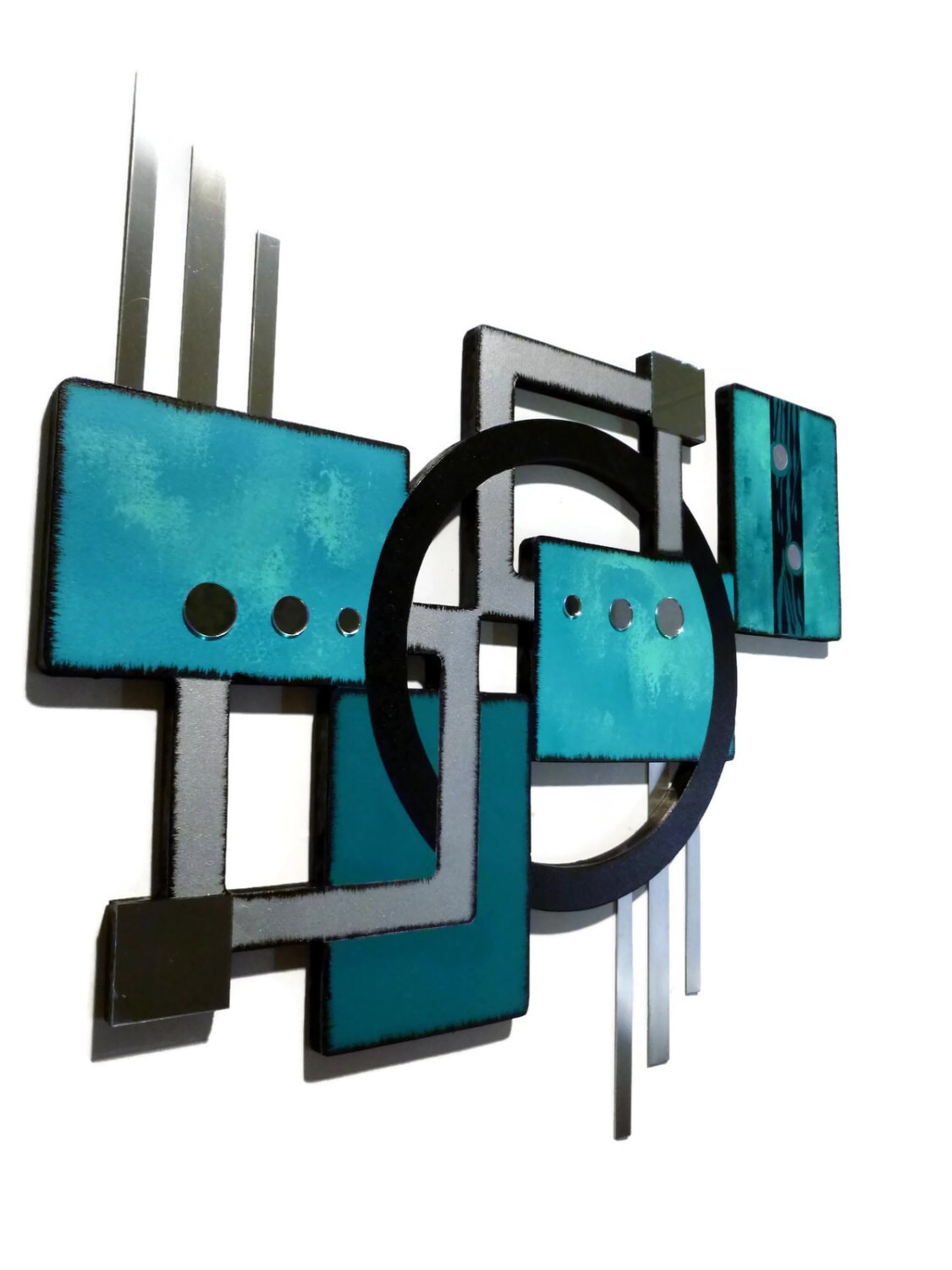 Pretty Contemporary Teal and Aqua Wall Hanging Geometric Wood Etsy