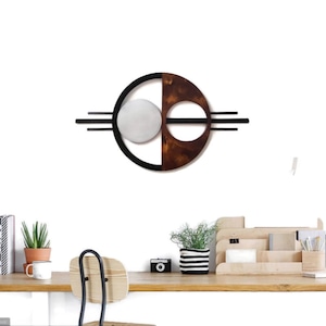 Mid Century Modern Wall Art, Simplicity in Geometry wood and Metal Wall Decor, Contemporary Wall Sculpture,  30x17 to 50x30,  by Alisa