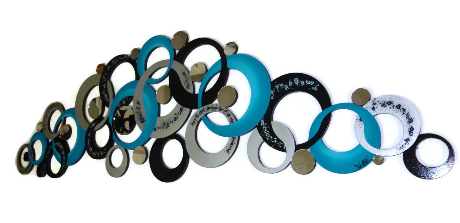 Serenity Circles Wall Decor Turquoise Circle Wall Sculpture Etsy