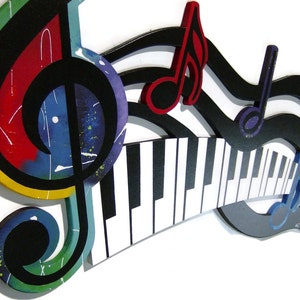 Colorful G Clef Music keys & notes Abstract wall sculpture, Music Sculpture, Contemporary Music Wall Art, by DAS image 8