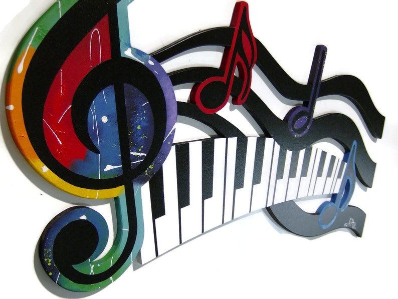 Colorful G Clef Music keys & notes Abstract wall sculpture, Music Sculpture, Contemporary Music Wall Art, by DAS image 8