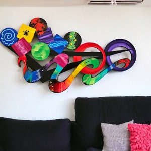 Contemporary Abstract Wall Sculpture, Colorful Unique Wood Wall decor, 41x21 by Alisa DAS image 1