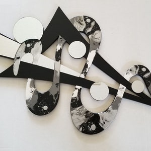 Unique Contemporary Modern, Abstract art, Luxury in Monochrome Mirror Wall Sculpture, 31x20 by Art69