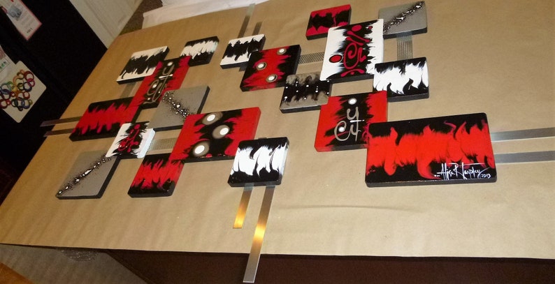 Red and Black Modern Abstract Wall Art Bold Geometric | Etsy