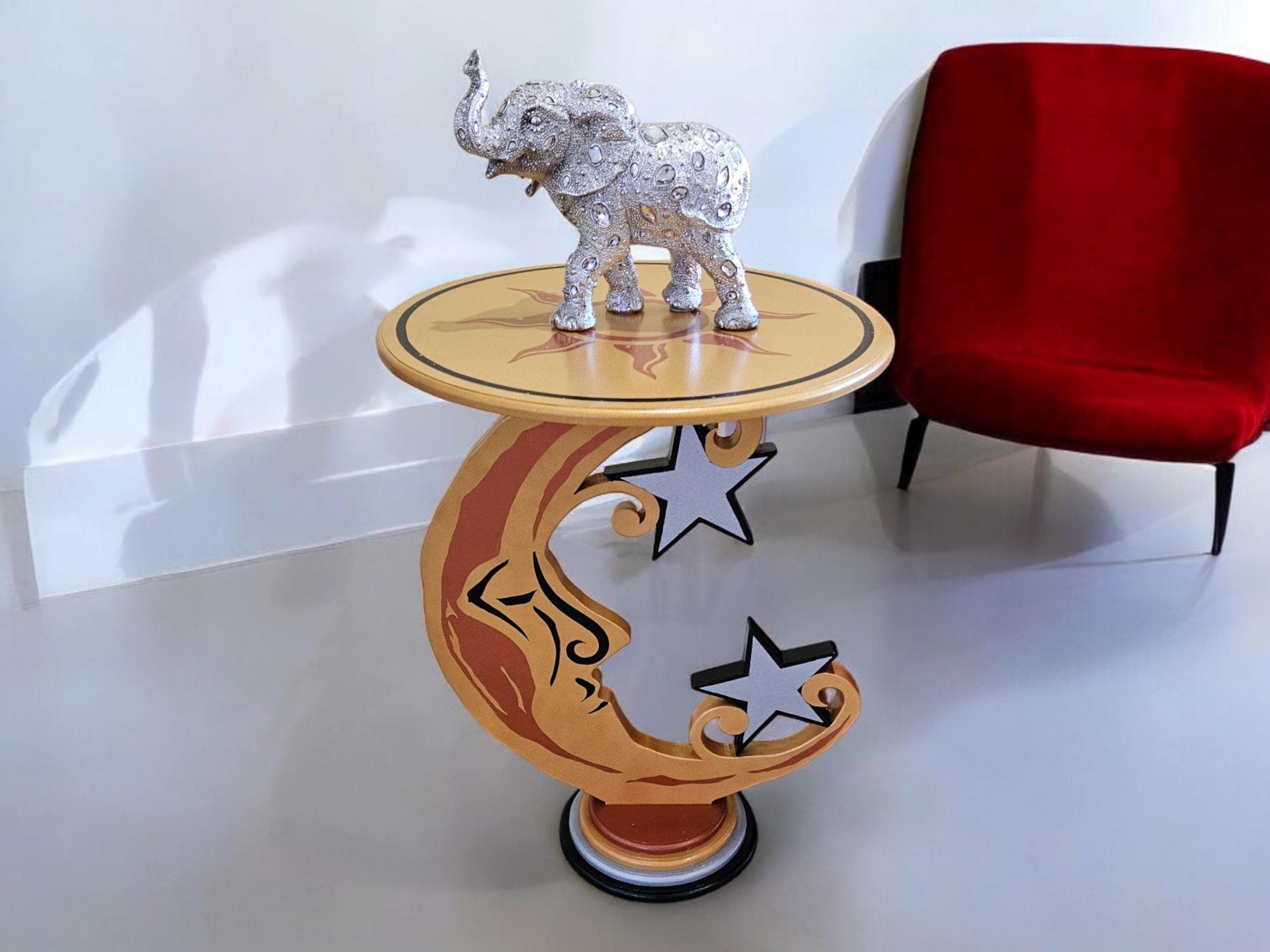 Moon Star and Sun Table - Contemporary Unique Moon Table, Moon 