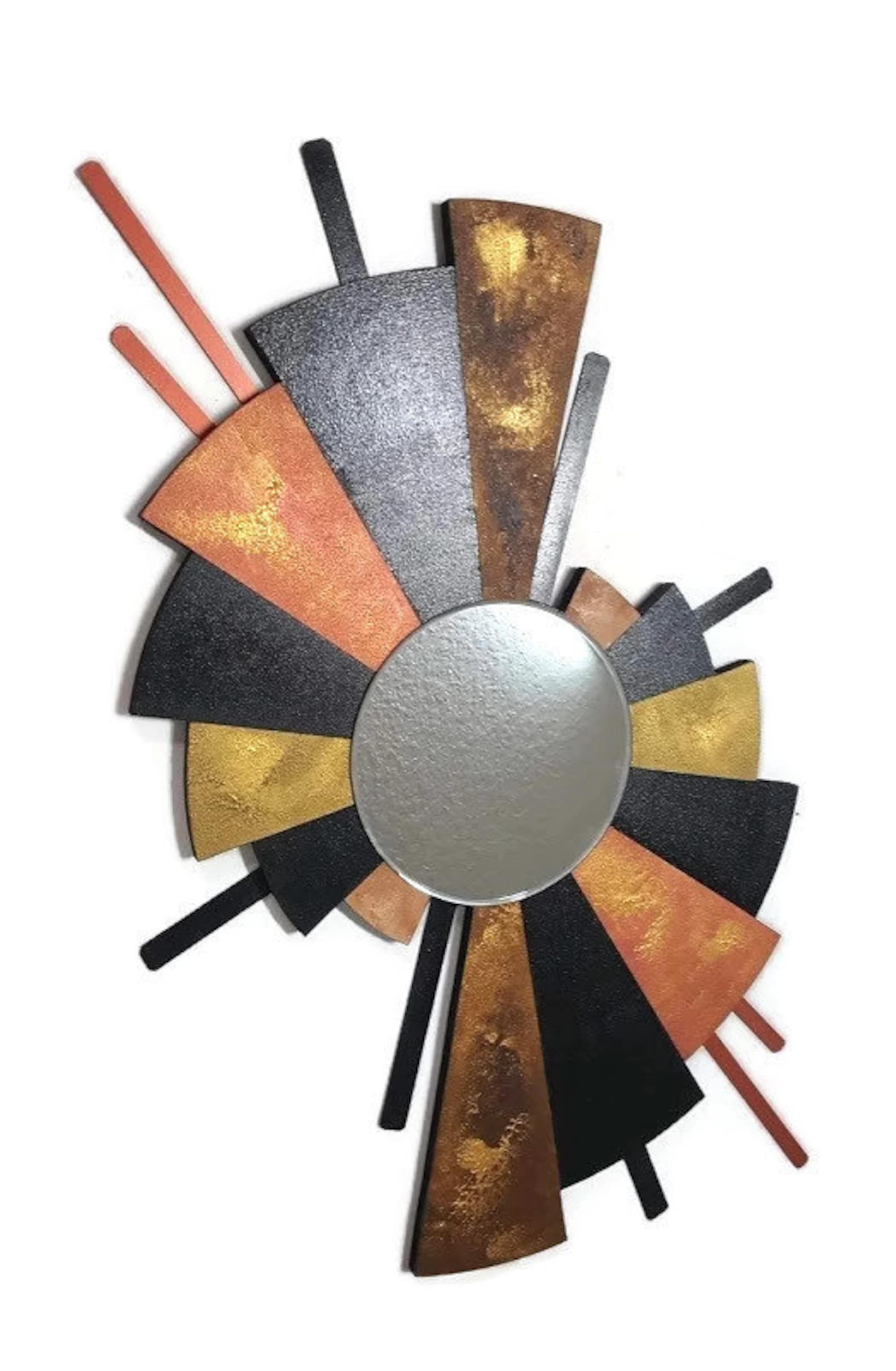 Abstract Fan Mirror Wall Art Metal Mirror Wall Hanging by Etsy
