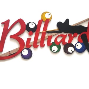 Draw shot billiards wood wall decor, billiards sculpture, rack em up billiards wall art by Alisa