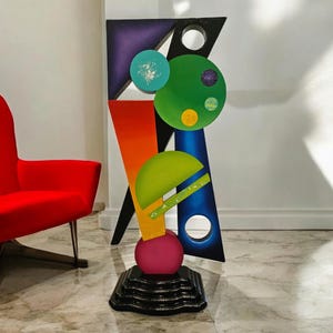 Unique Abstract Colorful Floor Sculpture -Madhouse Floor Sculpture 40&quot; h x 17&quot; w by Art69