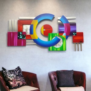 Contemporary Modern Abstract Wall sculpture Geometric wood wall decor, 30x15 to 48x24 by Alisa Art69 44" w x 19" h inches