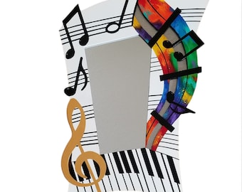 The Art of Music Mirror wall art, Abstract Music Mirror, Piano keys wall art- Music Mirror wall sculpture- 38x27 by Art69