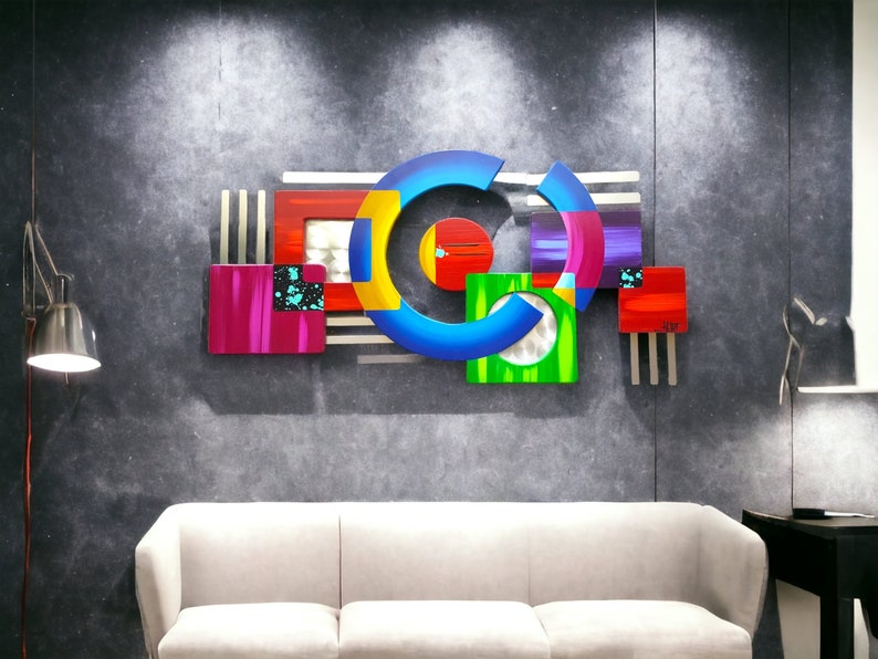 Contemporary Modern Abstract Wall sculpture Geometric wood wall decor, 30x15 to 48x24 by Alisa Art69 48" x 24" inches