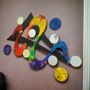 Colorful Rainbow Wall sculpture, Abstract Wall Art, Circle sculpture, unique Mirror wall decor- 58x35 by Alisa