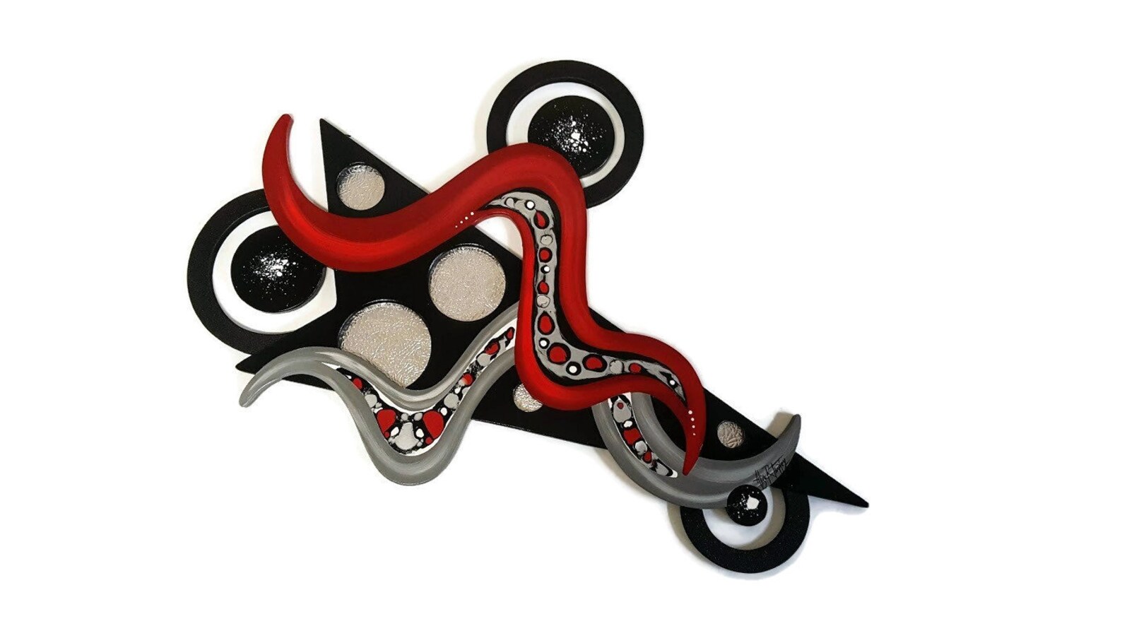 Abstract Red Black and Silver Contemporary Modern Wood and Etsy