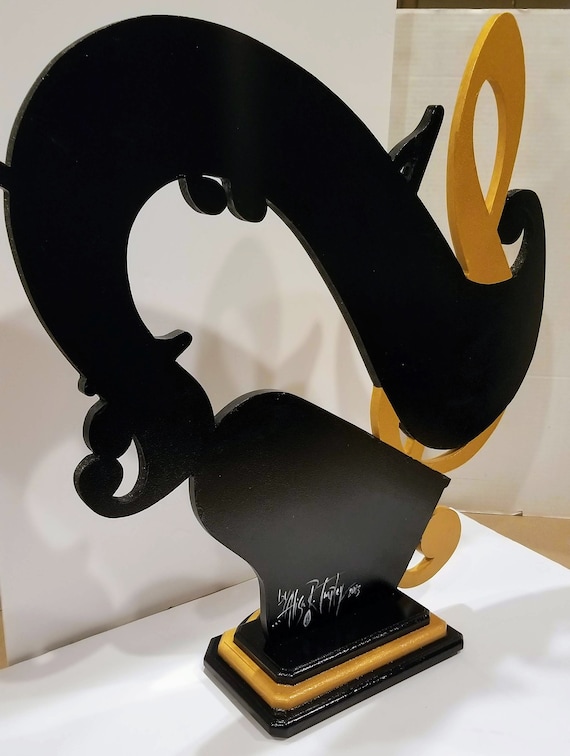 Contemporary Abstract Music Table Sculpture, Clef Note & Mirrored