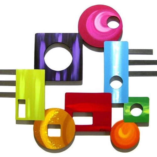 Contemporary Modern Art Geometric Colorful Wall Sculpture Etsy
