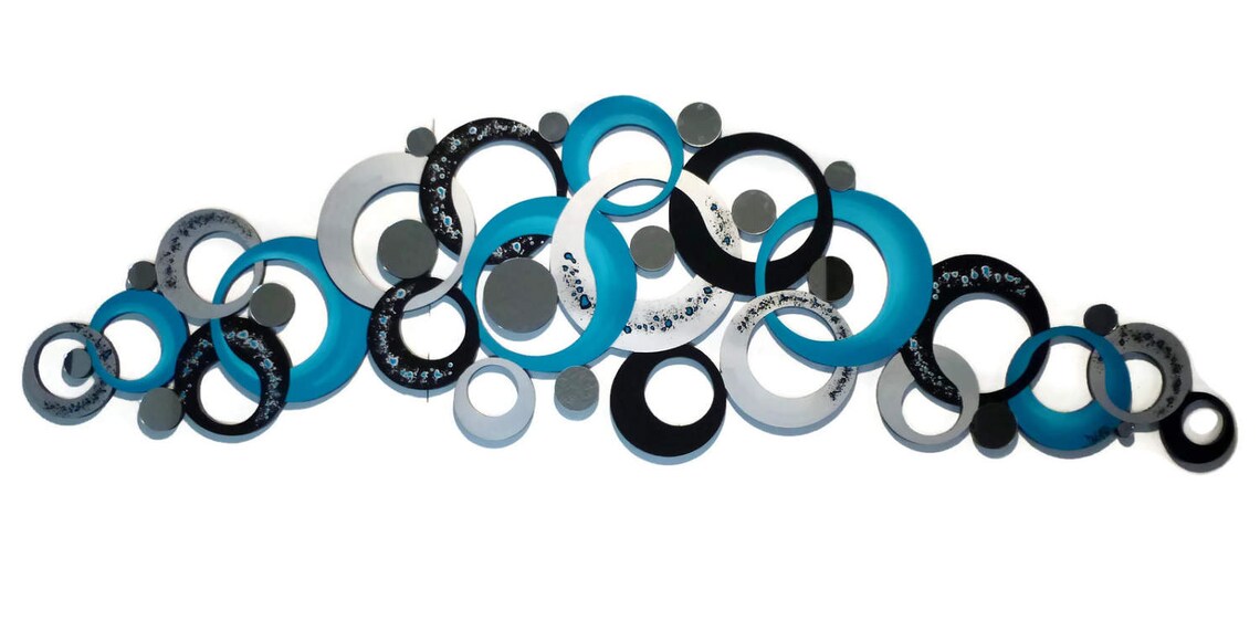 Serenity Circles Wall Decor Turquoise Circle Wall Sculpture Etsy