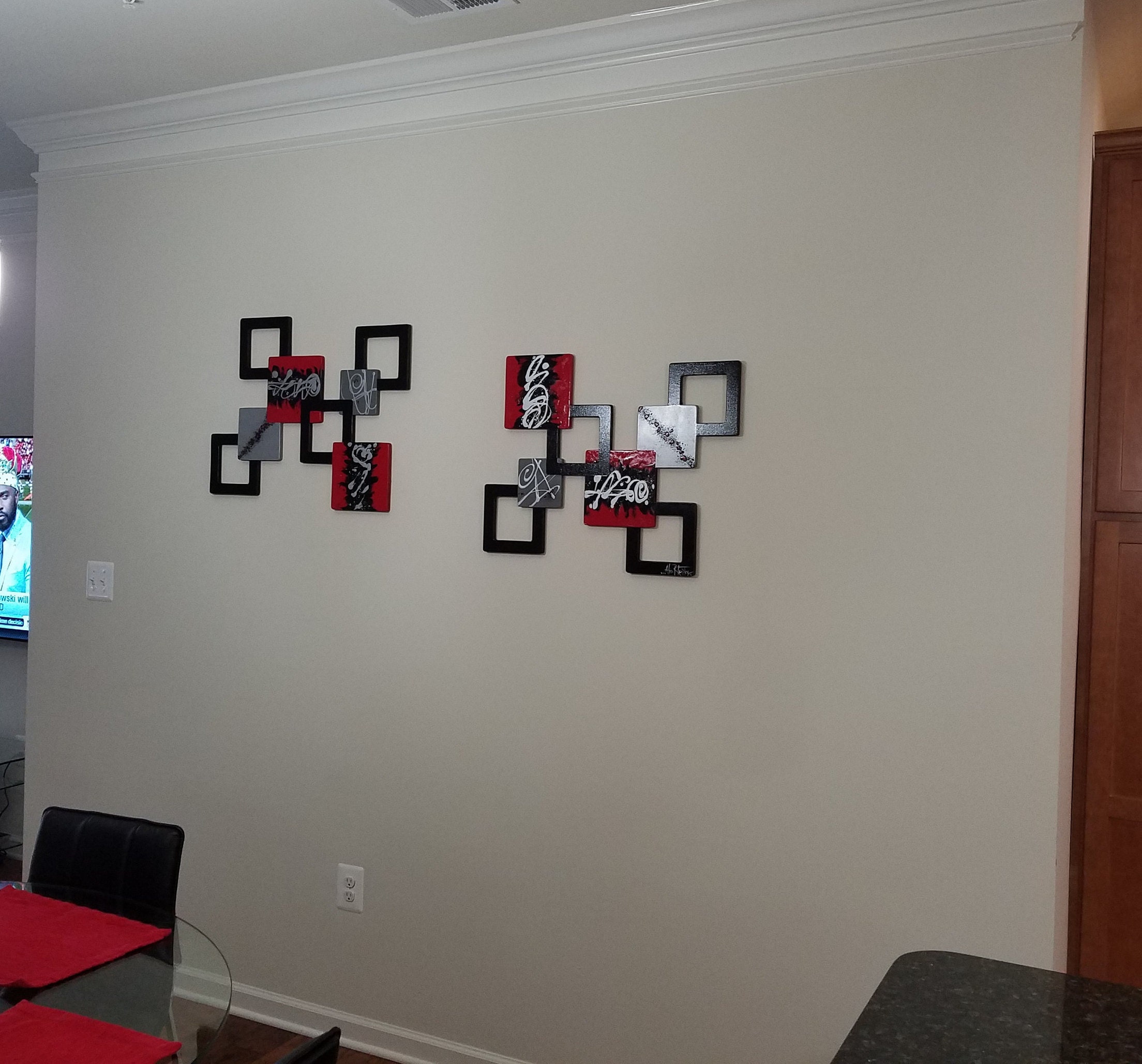 Modern wall art Luscious Modern Red Black and Grey Geometric | Etsy