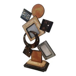 Toasty Wood and Metal Abstract Table Sculpture by Alisa